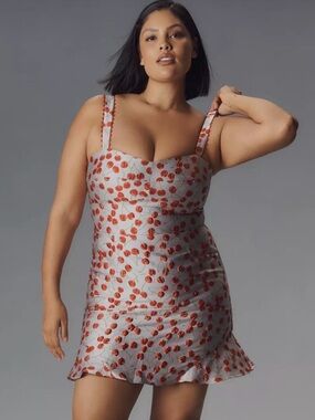 Anthropologie Hutch Cherry Print Mini Dress NWT $228 Plus Size Summer Bodycon